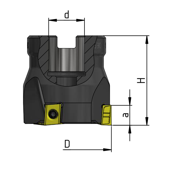 Фреза торцовая 200 с механическим креплением тангенциально расположенных 4гр пл-н LNHQ 1206 Z=16 dпос=50мм AF590-R200.12.16.B50 NOX «Русский Инструмент» (РИ)