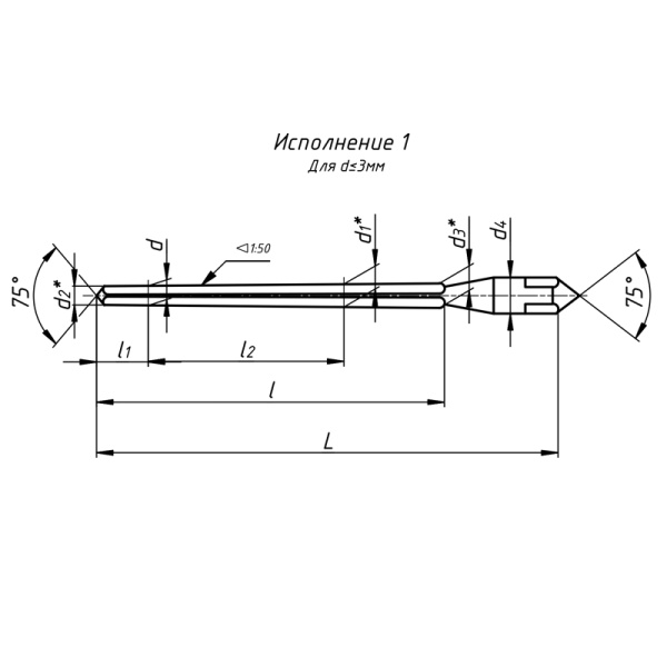 Развертка коническая конусность 1:50 2,5х48х68 ц/х с квадратом (2372-0082) ГОСТ 11177-84 Beltools