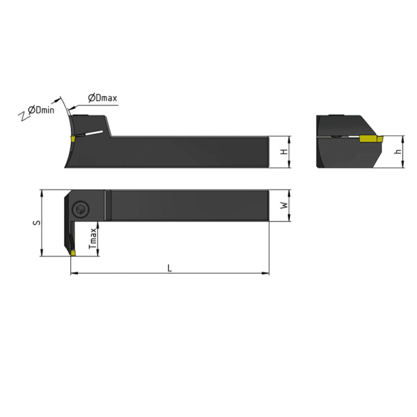Резец для обработки торцевых канавок 20х20х125 MGFVL320-112/200-T15 левый «Русский Инструмент» (РИ)