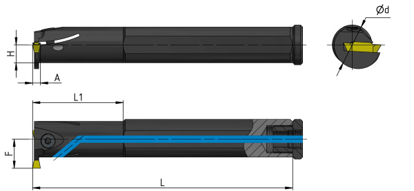 Резец для обработки внутренних канавок D=20 L=160 TTIL20-2 левый «Русский Инструмент» (РИ)