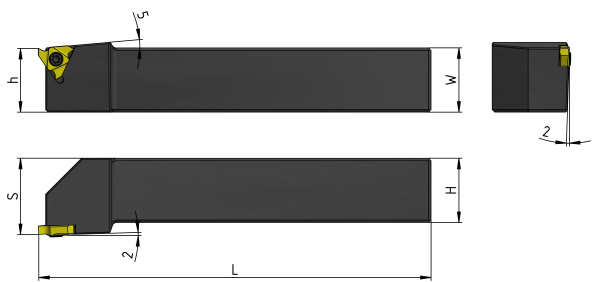 Резец для обработки наружных канавок, продольного, поперечного и профильного точения 12х12х100 JSTGL1212-H16 левый «Русский Инструмент» (РИ)