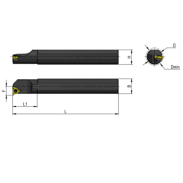 Резец резьбовой для нарезания внутренней резьбы D=12 L=125 SNR0012 K11 «Русский Инструмент» (РИ)