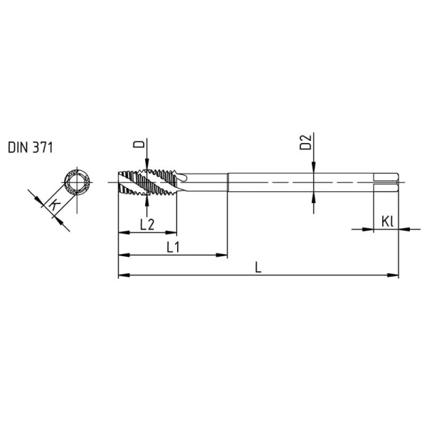 Метчик М2х0,4 машинно-ручной 6H Р6М5К5 глухой TiN винтовой L=45мм DIN371 TBT00202040 Beltools