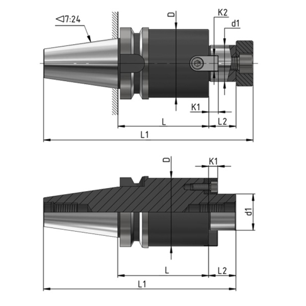 Оправка для фрез насадных торцевых 7:24 BT30-d22 BT30-FMB22-45 биение ≤0.003 Beltools
