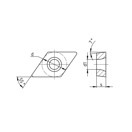 Пластина сменная ромбическая DCMT 11T312-HR PC25C «Русский Инструмент» (РИ)