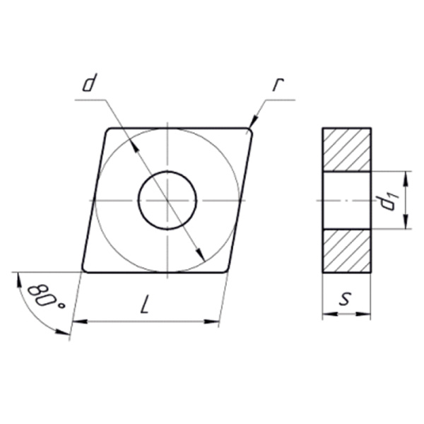 Пластина сменная ромбическая CNMG 090304-DF PC20C «Русский Инструмент» (РИ)