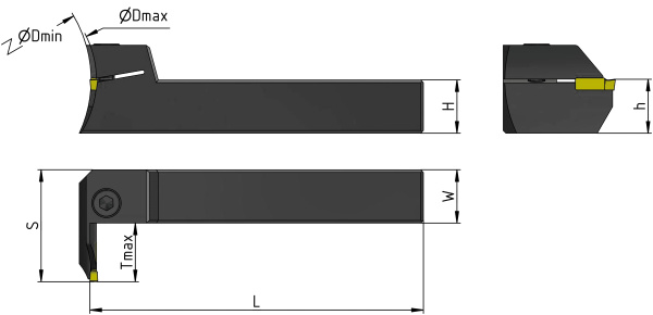 Резец для обработки торцевых канавок 20х20х125 MGFVL320-44/62-T15 левый «Русский Инструмент» (РИ)