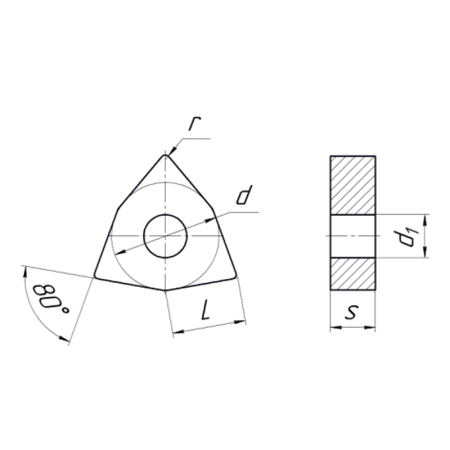 Пластина сменная шестигранная WNMG 080408-CM MP204R "ломаный треугольник" «Русский Инструмент» (РИ)