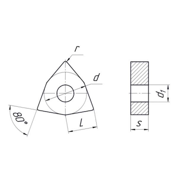 Пластина сменная шестигранная WNMG 080412-MT PC22M "ломаный треугольник" «Русский Инструмент» (РИ)