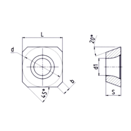 Пластина сменная квадратная SEKT 1204AFTN-RM MP20 «Русский Инструмент» (РИ)