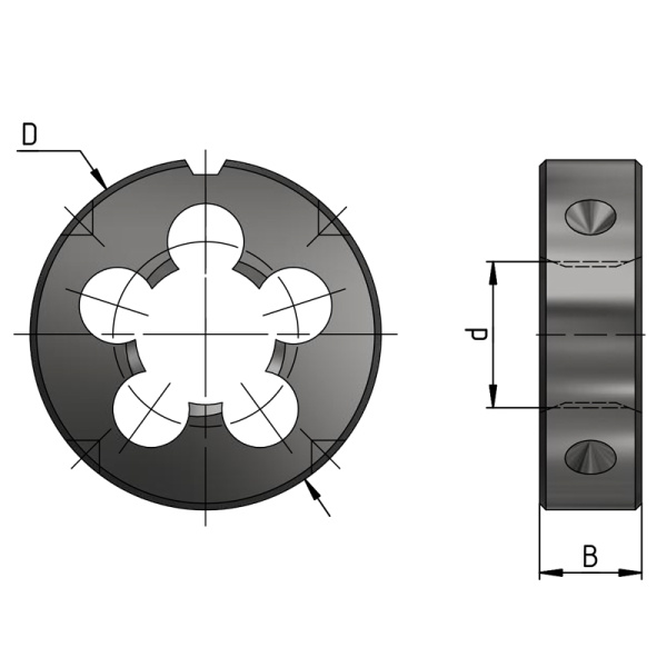 Плашка дюймовая 3/16'' 24 ниток BSW D=20мм резьба Уитворта Beltools