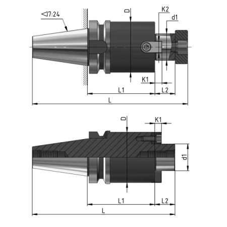 Оправка для фрез насадных торцевых 7:24 BT40-d40 BT40-FMB40-60 биение ≤0.003 Beltools