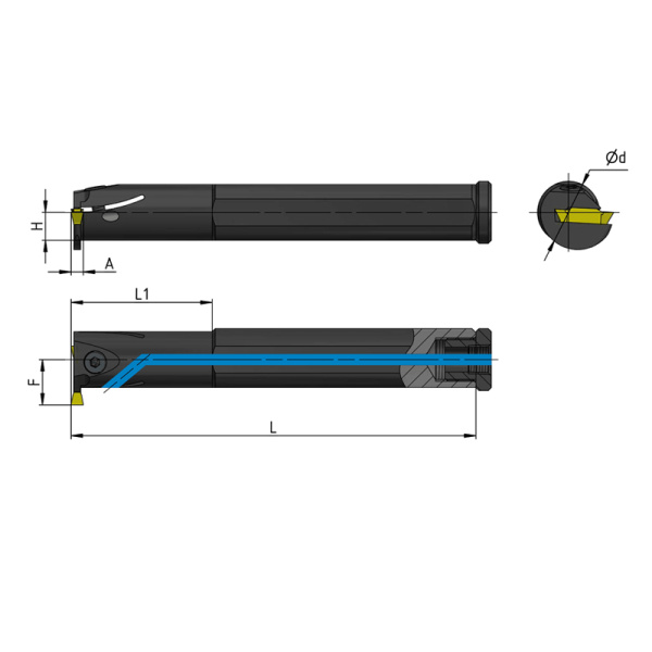 Резец для обработки внутренних канавок D=16 L=125 TTIL16-2 левый «Русский Инструмент» (РИ)