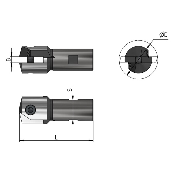 Оголовок к сборной оправке для перовых сверл 25-31 СОЖ ADMS200-R025031.02.C «Русский Инструмент» (РИ)