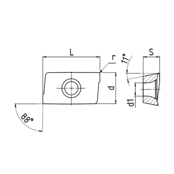Пластина сменная параллелограммная APKT 11T304-AL N25 «Русский Инструмент» (РИ)