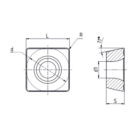 Пластина сменная квадратная SPMT 09T308-RR MP15 «Русский Инструмент» (РИ)