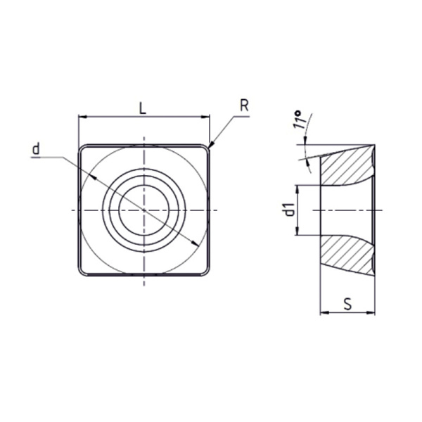 Пластина сменная квадратная SPGT 050204-RM PP20 «Русский Инструмент» (РИ)