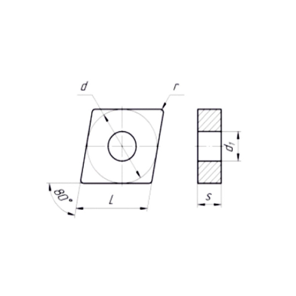 Пластина сменная ромбическая CNMG 120404-CF MP201R «Русский Инструмент» (РИ)