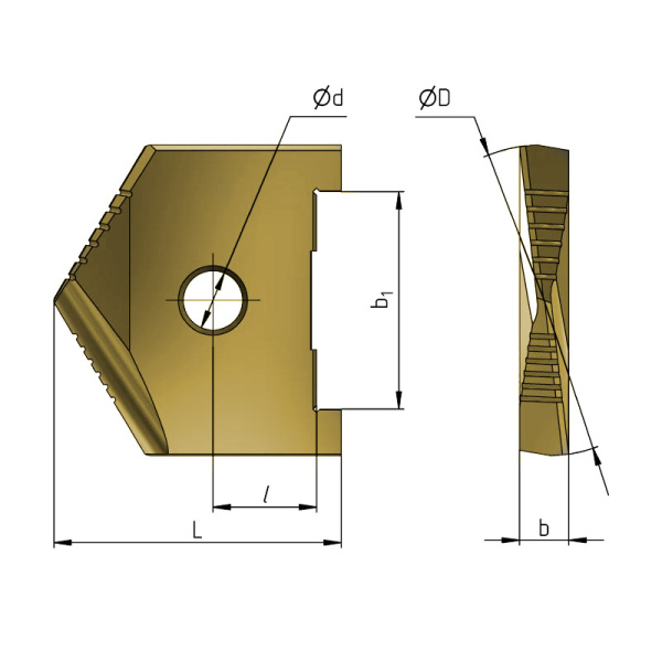 Сверло перовое (пластина) 28 Р6М5 по металлу TiN 2000-1207 ГОСТ 25526-82 Beltools