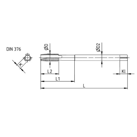 Метчик М12х1,75 машинно-ручной 6H Р6М5К5 сквозной TiN L=110мм DIN376 TTT00112175 Beltools