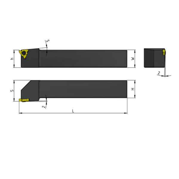 Резец для обработки наружных канавок, продольного, поперечного и профильного точения 25х25х150 JSTGR2525-M16 «Русский Инструмент» (РИ)